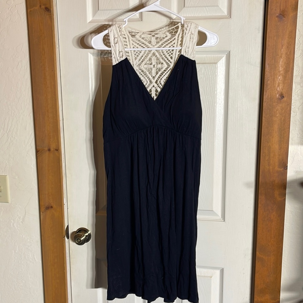 Crochet top short black dress